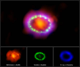 ภาพที่ถ่ายด้วยกล้องโทรทรรศน์ที่ต่างกันของ SN 1987a